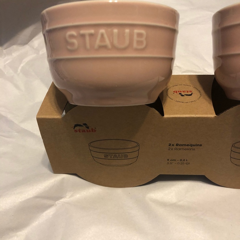 NIB Two Staub Ramekins 3.5 inches light pink